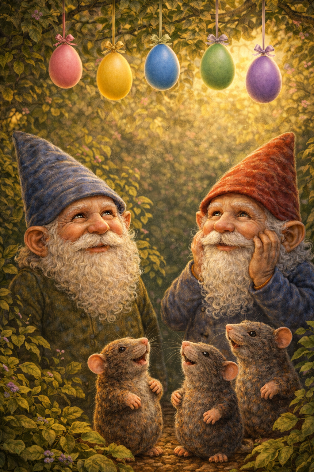 Havenisser ser på påskeæg